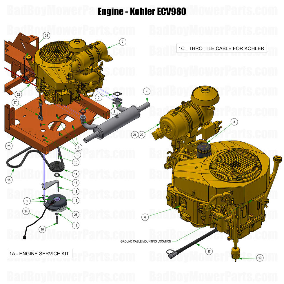 3951 - Bad Boy Mower Parts Lookup > 2025 > Rogue > Engine - Kohler ECV980 EFI